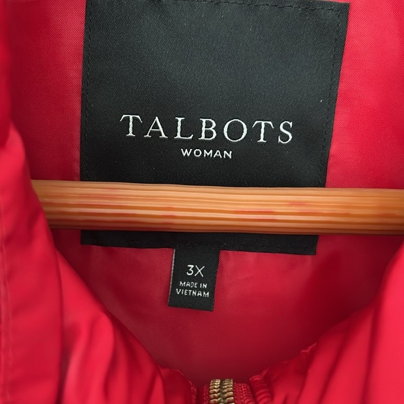 Talbots Red Quilted Down Vest with brass zipper and snap-close pockets. - Picture 2 of 4